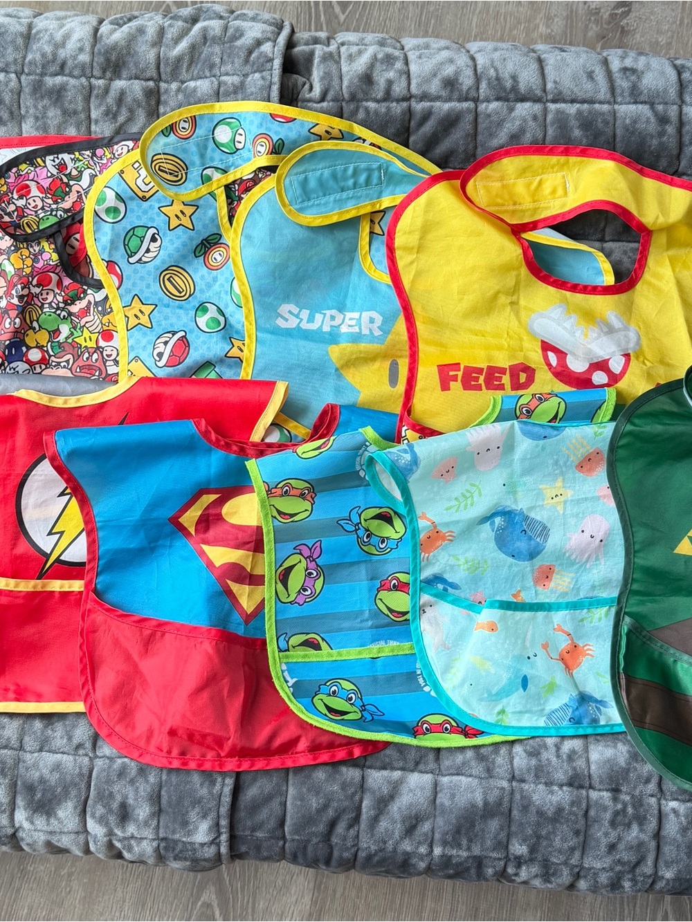 Kids Waterproof Bumkins Bibs 13 Pack - Colorful Cartoon Prints